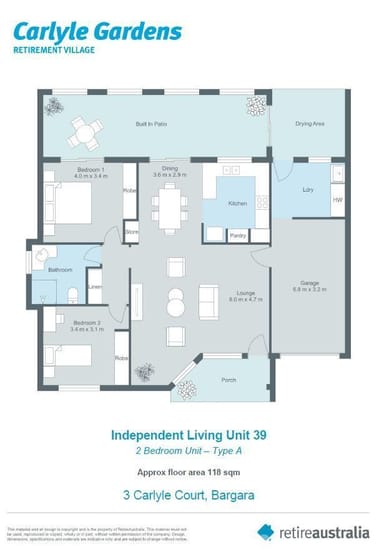 Property Independent Living Villa 39, 3 Carlyle Court, BARGARA QLD 4670 FLOORPLAN 0